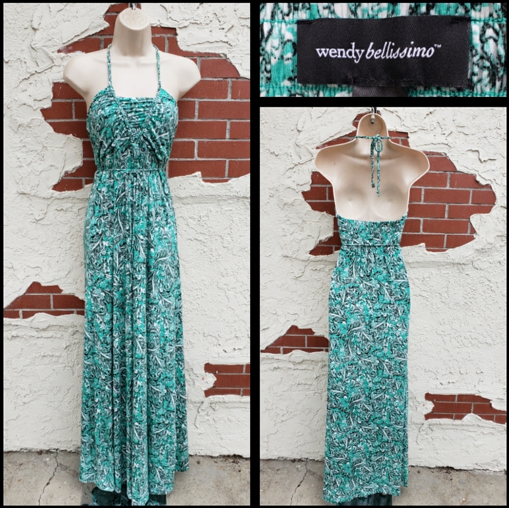SMALL maternity WENDY BELLISSIMO halter mazi dress